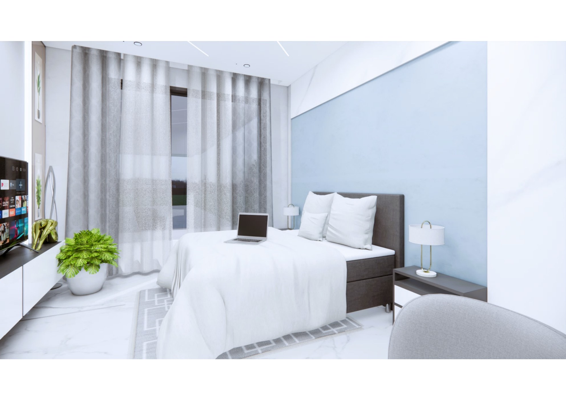 Master Bedroom Blue Wall